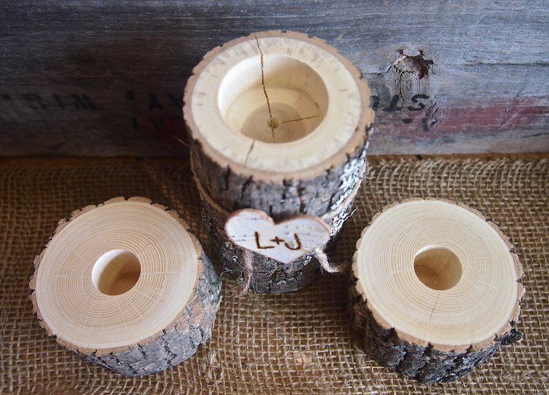 Wooden Candlesticks With Romantic Dinner Tabletop Ornaments