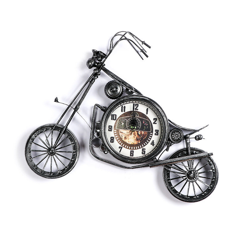 Vintage Iron Motorcycle Wall Clock – Retro Industrial Hanging Wall Art for Home or Garage