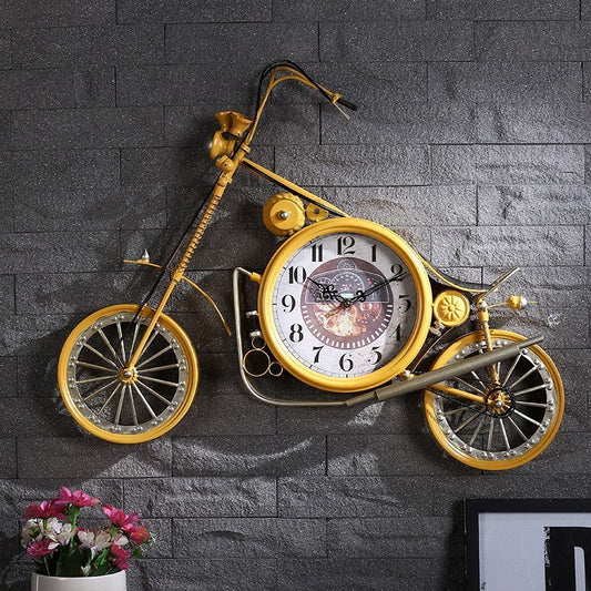 Vintage Iron Motorcycle Wall Clock – Retro Industrial Hanging Wall Art for Home or Garage
