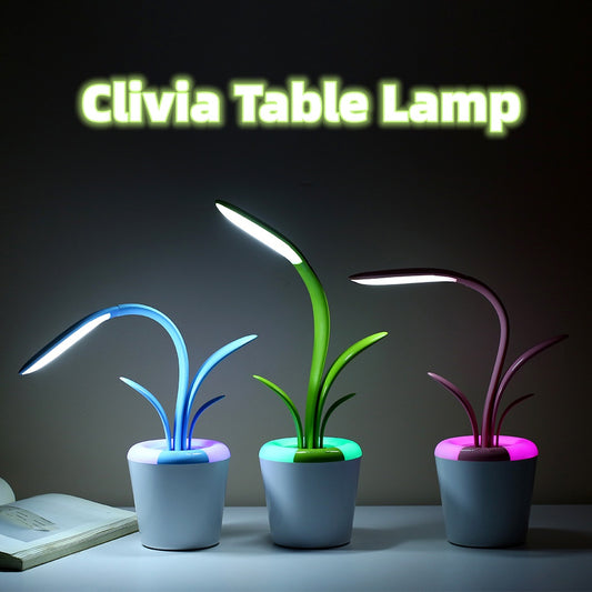 Clivia LED Table Lamp – USB Rechargeable Eye Protection Desk Light | Touch Control, 3 Brightness Levels, Ambient Colour Mode – for Bedroom, Office, Kids Room