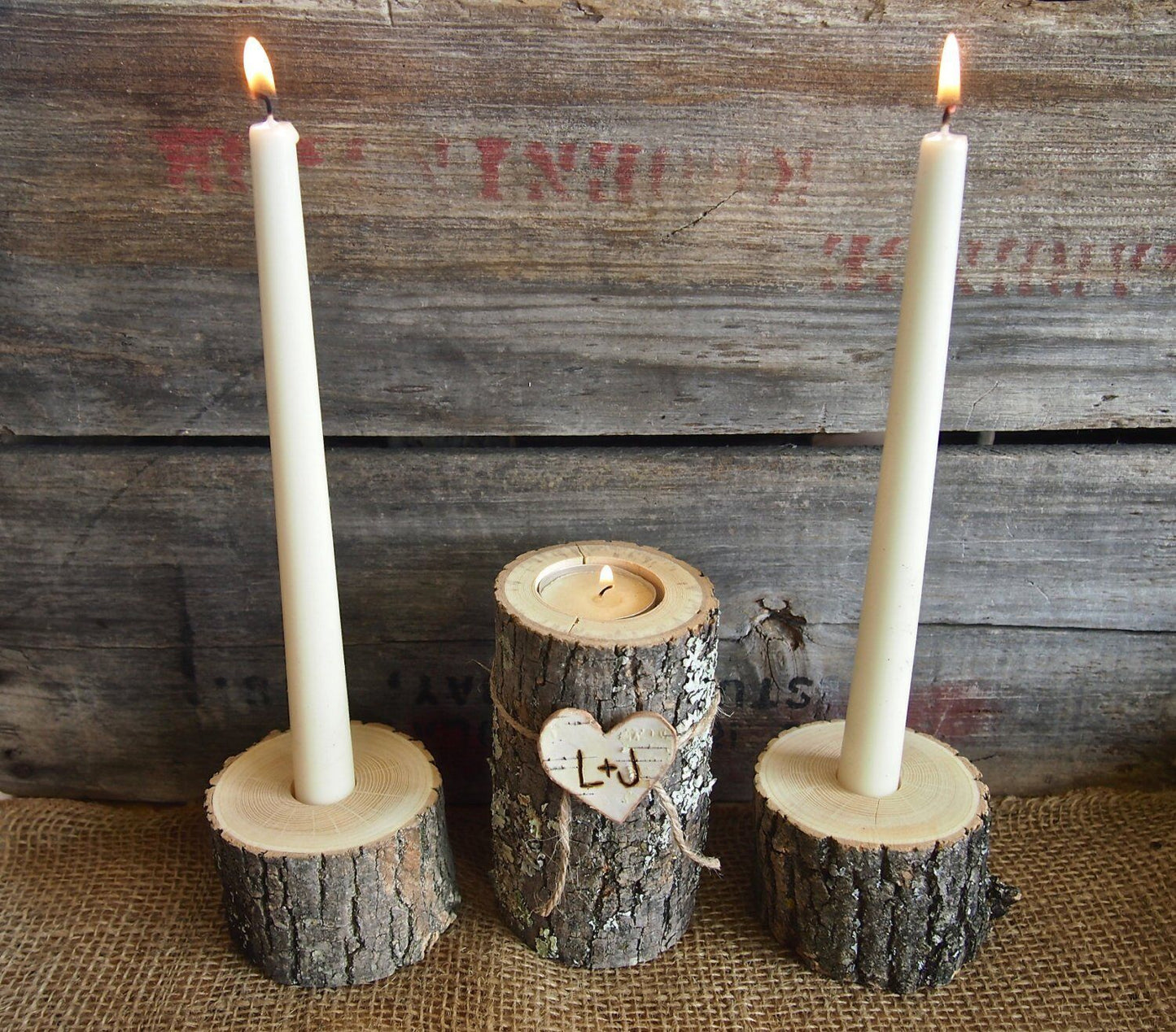 Wooden Candlesticks With Romantic Dinner Tabletop Ornaments