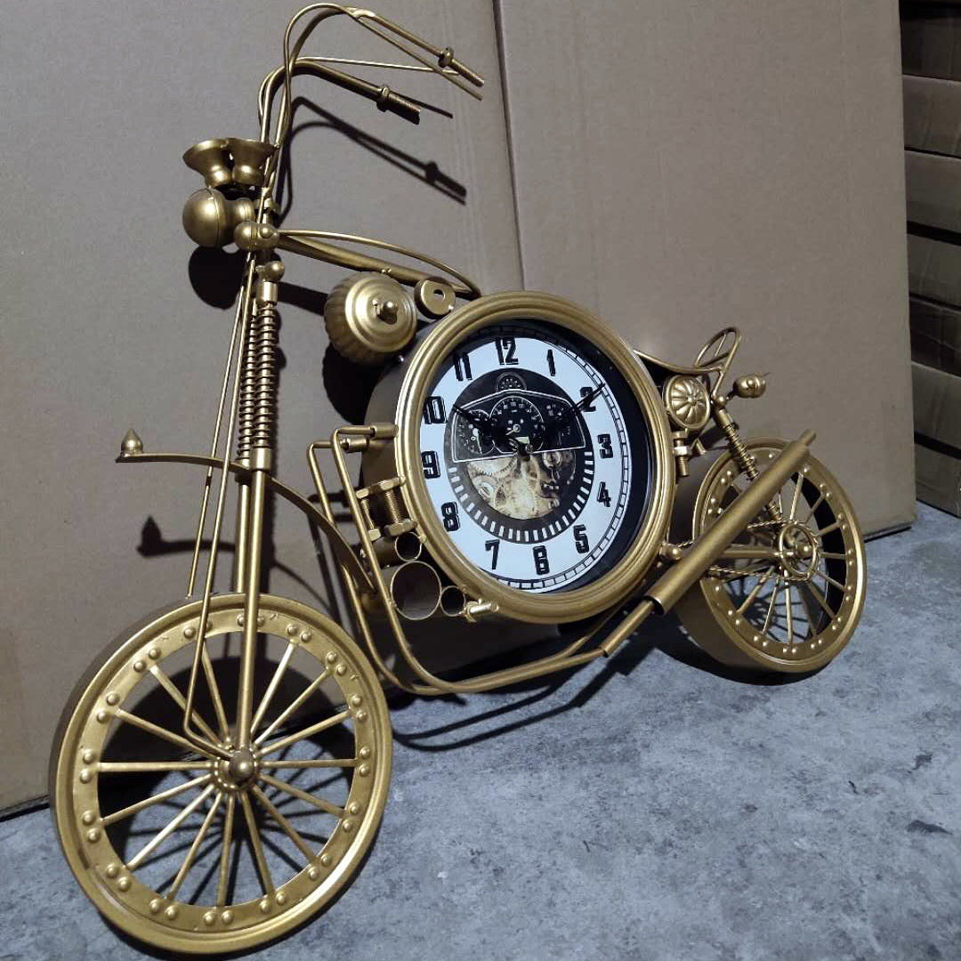 Vintage Iron Motorcycle Wall Clock – Retro Industrial Hanging Wall Art for Home or Garage