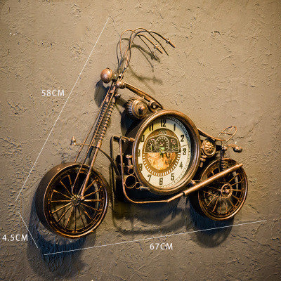Vintage Iron Motorcycle Wall Clock – Retro Industrial Hanging Wall Art for Home or Garage